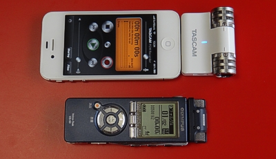 iPhone and OLYMPUS voicetrek DS-50